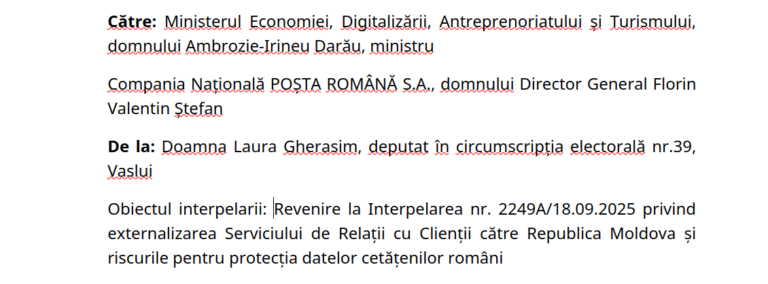 O analiză privind deciziile Poșta Română de externalizare către Chișinău și implicațiile asupra protecției datelor personale în contextul alegerilor din 2024.